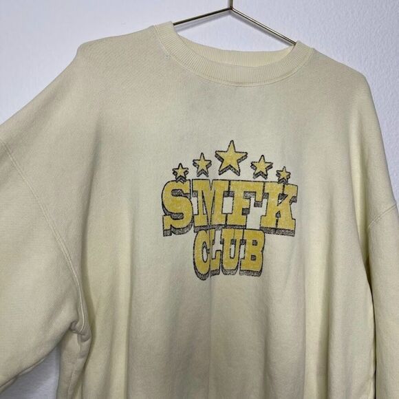 SMFK Sweatshirt Medium Pullover Yellow Compass College Oversize Campus Logo - Picture 2 of 11